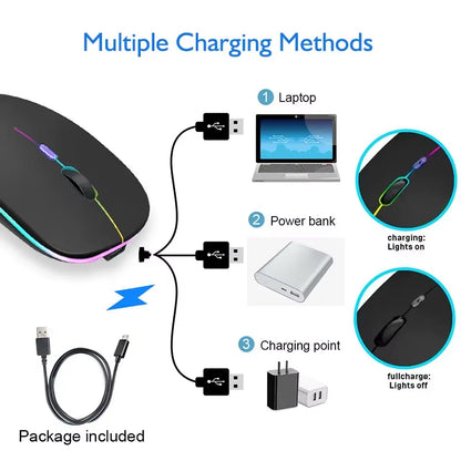 Wireless Mouse Rechargeable Bluetooth5.1 Remote Control 2.4Ghz USB Mouse for Computer Laptop PC Macbook Gaming Mouse Gamer