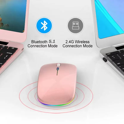 Wireless Mouse Rechargeable Bluetooth5.1 Remote Control 2.4Ghz USB Mouse for Computer Laptop PC Macbook Gaming Mouse Gamer