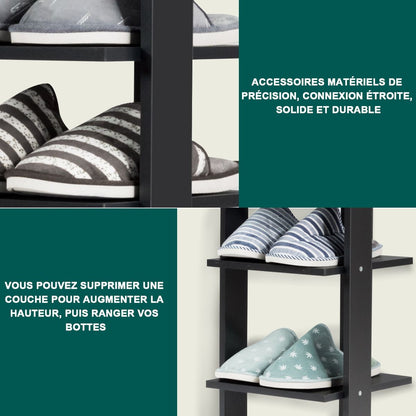 Meuble À Chaussures 7 Niveaux En Forme De Tour Peu Encombrante Rangement D'Angle 27X26X110Cm Café/Noir/Blanc/Gris