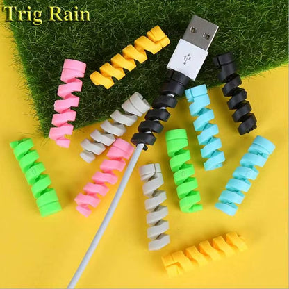 Spiral Cable Protector Data Line Silicone Bobbin Winder Protective for Iphone Samsung Android USB Charging Earphone Case Cover