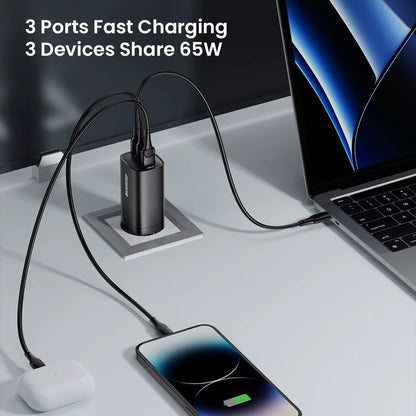 Gan USB Type C Charger 65W 45W PPS PD QC4.0 Quick Charger for Macbook Laptop IPAD Tablet Iphone 14 Samsung S23 Ultra
