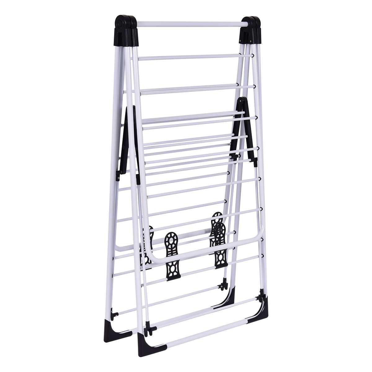 Séchoir Pliable Rangement Pour Vêtements De Lessive Cintre Robuste Étendoir À Linge Séchoir À Vêtements En Acier Pour Intérieur/Extérieur